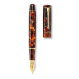 Winston Classic Brown fountain pen shown capped and with cap detached, gold nib and clip visible