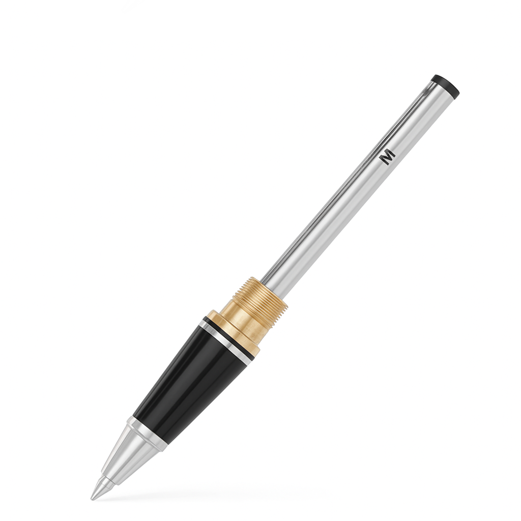 Mécanisme du roller pour le Churchill Lawyer's Pen présenté sans son corps extérieur, marquage pointe moyenne
