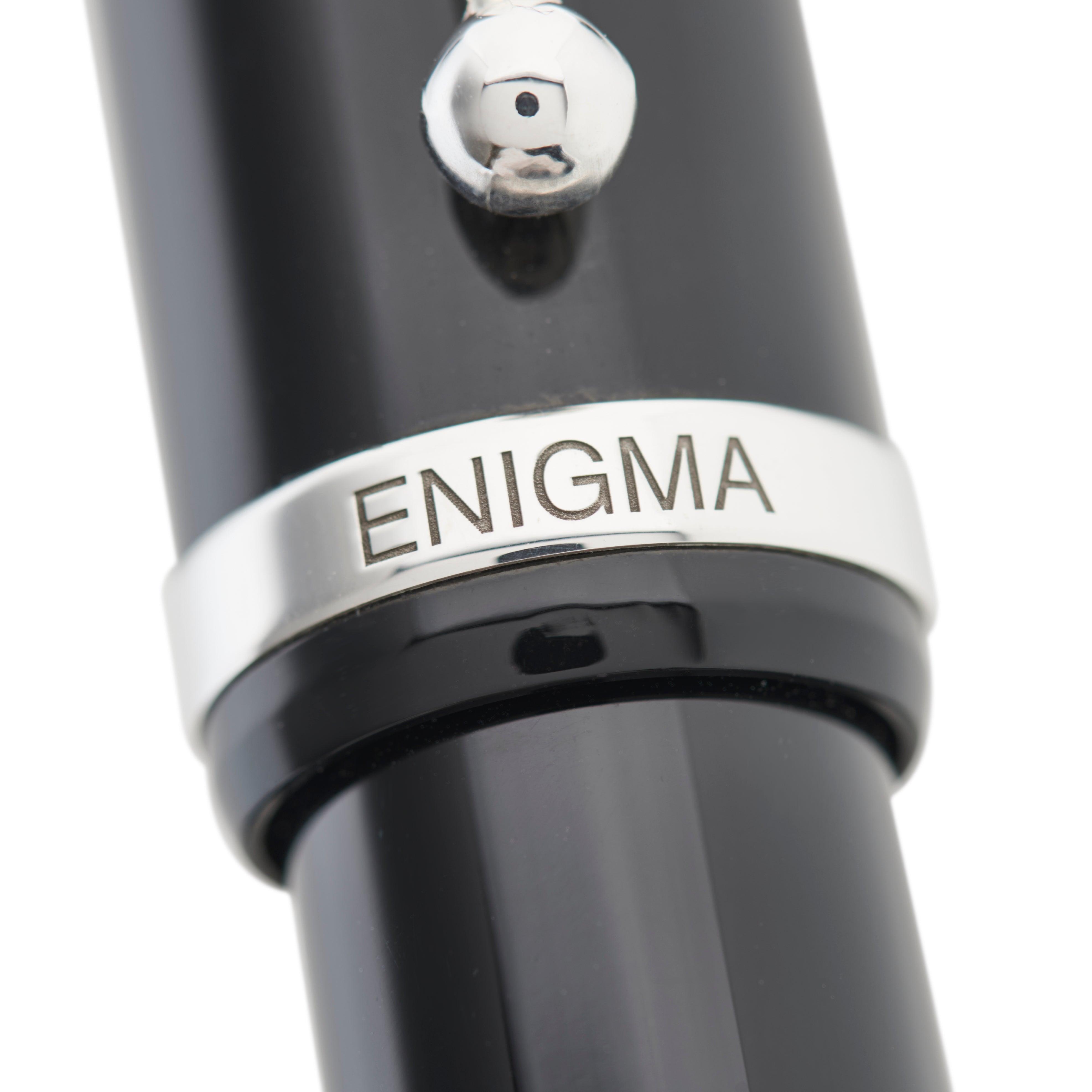 Close-up of the silver clip and Enigma cap band on the Alan Turing Pen