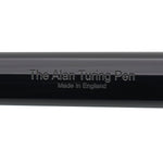 Close-up of the barrel engraving reading The Alan Turing Pen, Made in England