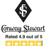 Conway Stewart Diamantlogo und Schriftzug mit einem Kundenbewertungs-Abzeichen von 4,9 von 5 Sternen